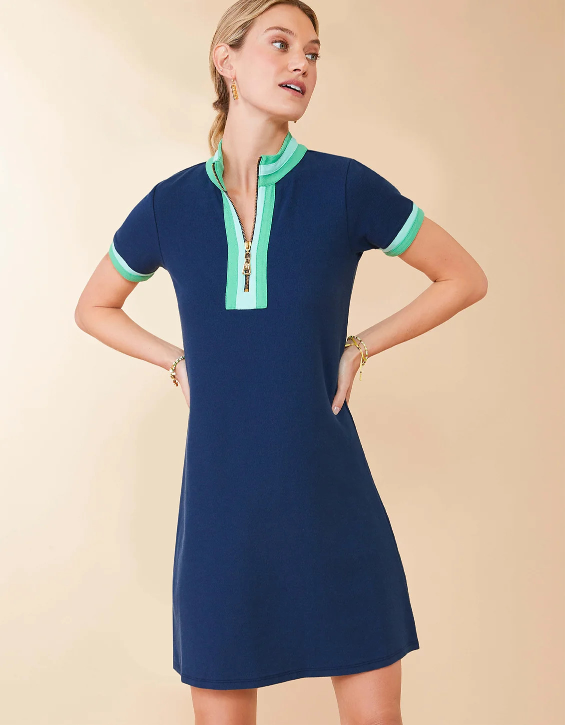 Short Sleeve Serena Pique Dress Midnight Blue | Spartina 449