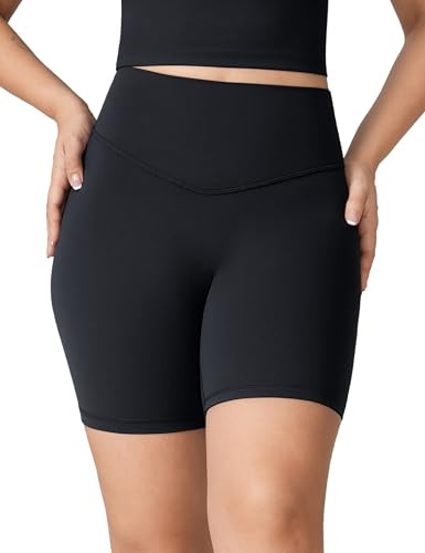 Hugcurve No Front Seam High Waisted Workout Biker Shorts for Women 6 Inches Tummy Control Buttery... | Amazon (US)