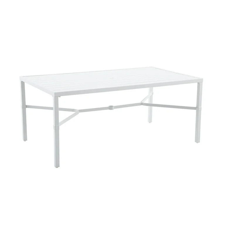 My Texas House Cambria 67 Inch Steel Outdoor Dining Table with Decorative White Legs | Walmart (US)