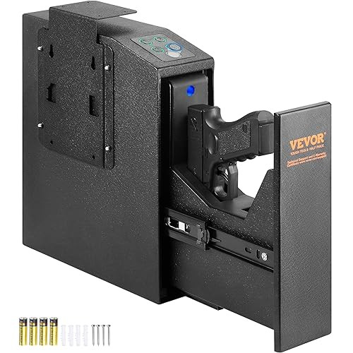 VEVOR Mounted Gun Safe for Pistols, Biometric Gun Safe with Three Quick Access Ways of Fingerprints, Passwords and Keys, Handgun Safe for 1 Pistol for Home, Bedside, Nightstand, Wall | Amazon (US)