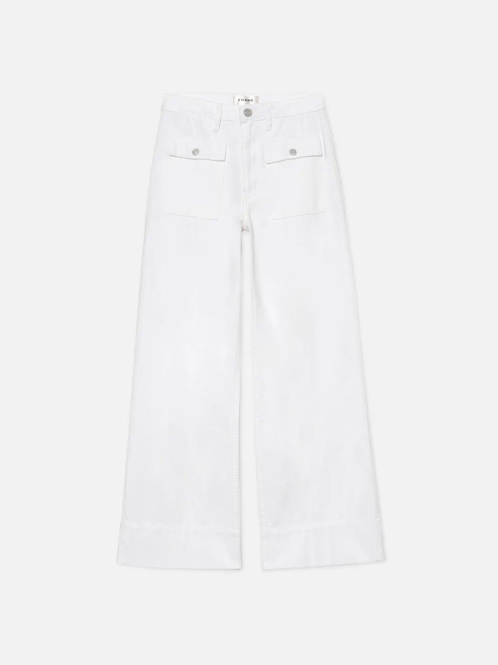 The 70's Patch Pocket Crop Straight  in  White | Frame Denim