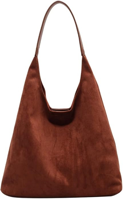 Suede Bags for Women Brown Suede Hobo Handbag Slouchy Bag Faux Suede Tote Bag Retro Suede Shoulde... | Amazon (US)