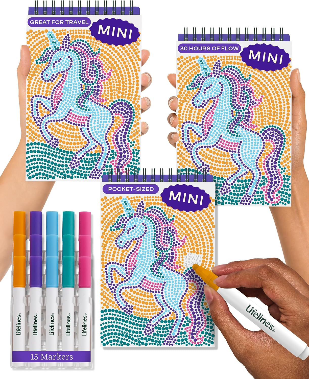 Lifelines FlowArt Mini Activity Pad, 3-Pack - Dot-by-Letter Coloring Books | Amazon (US)