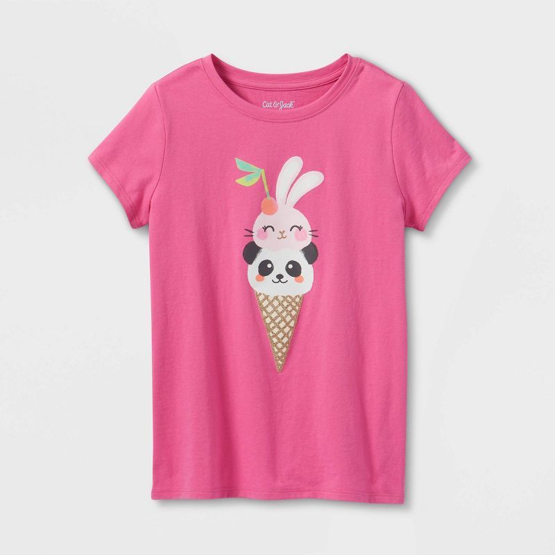 Girls&#39; &#39;Panda Bunny Ice Cream Cone&#39; Short Sleeve Graphic T-Shirt - Cat &#38; Jack&#84... | Target