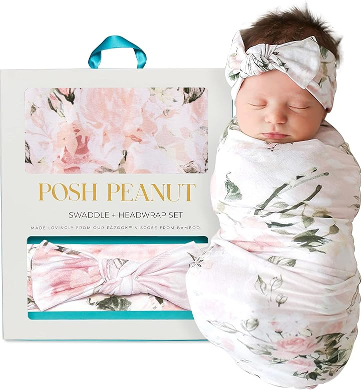 Posh Peanut Baby Swaddle Blanket, Premium Soft Päpook Bamboo Swaddles Wrap & Headband Set, Anti ... | Amazon (US)