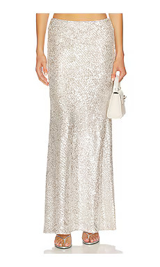 Enza Costa Sequin Full Length Skirt in Silver from Revolve.com | Revolve Clothing (Global)