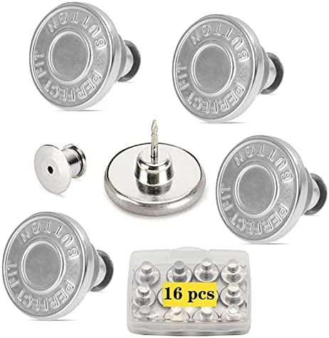 16 Sets Button Pins for Jeans Replacement, No Sew and No Tools Instant Jean Buttons Pins for Pants,  | Amazon (US)
