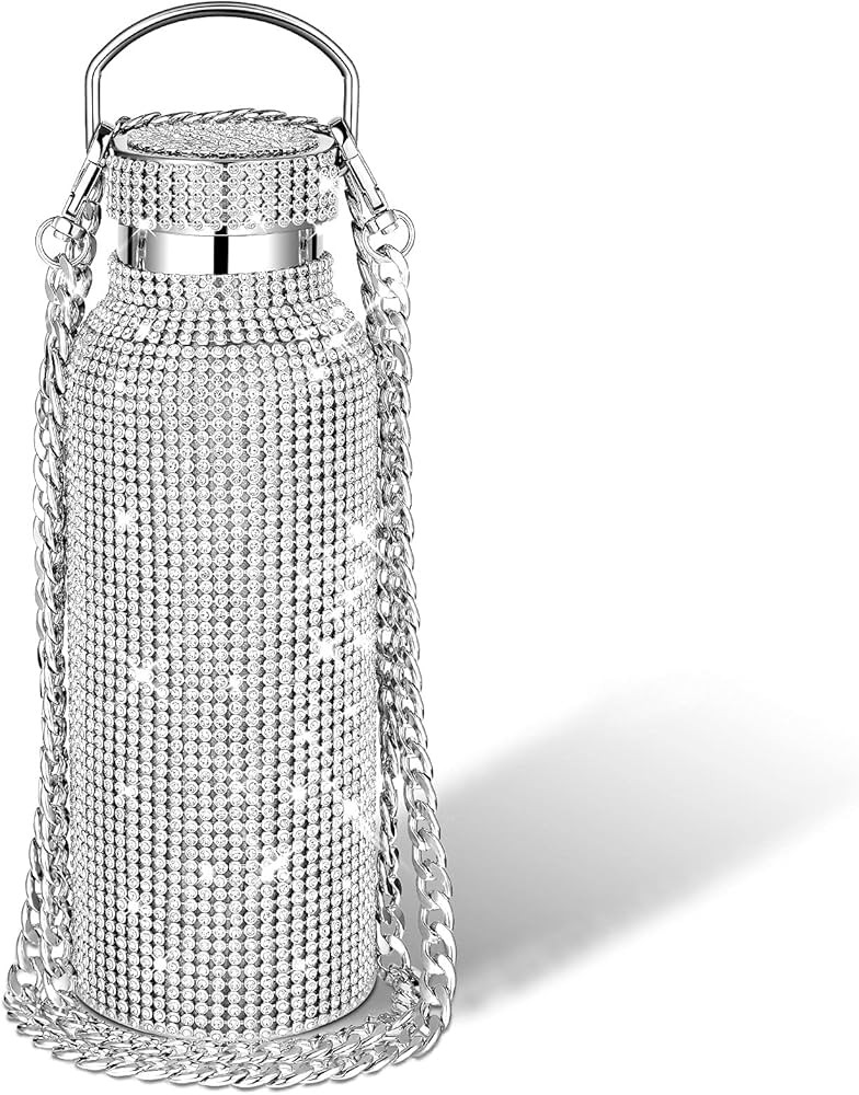 Diamond Thermal Water Bottle Bling Rhinestone Stainless Steel Refillable Insulated Glitter Bottle... | Amazon (US)