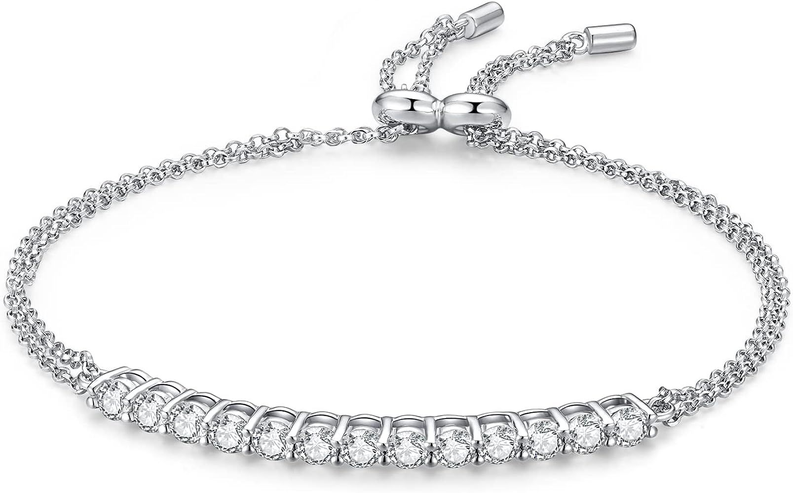 Moissanite Tennis Bracelet 1.3CTTW 18K White Gold Plated Silver D Color Ideal Cut Diamond Bracelet f | Amazon (US)