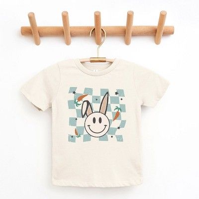 The Juniper Shop Checkered Smiley Easter Bunny Toddler Short Sleeve Tee | Target