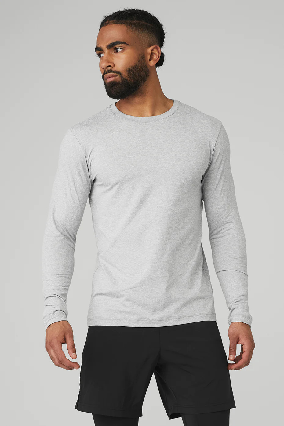 Alo Yoga� | Conquer Reform Crewneck Long Sleeve Top in Athletic Heather Grey, Size: XL | Alo Yoga (US)