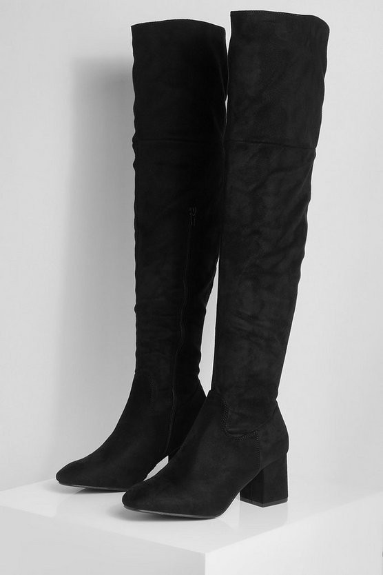 Block Heel Over The Knee High Boots | Boohoo.com (US & CA)