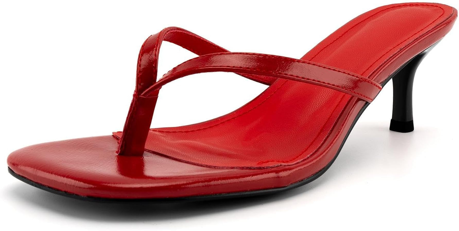DREAMCIA Square Toe Thong Heeled Sandals Stiletto Slip On Kitten Slingback Flip Flop Heels Slides... | Amazon (US)