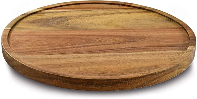 9" Acacia Wood Lazy Susan Organizer Kitchen Turntable for Cabinet Pantry Table Organization | Amazon (US)