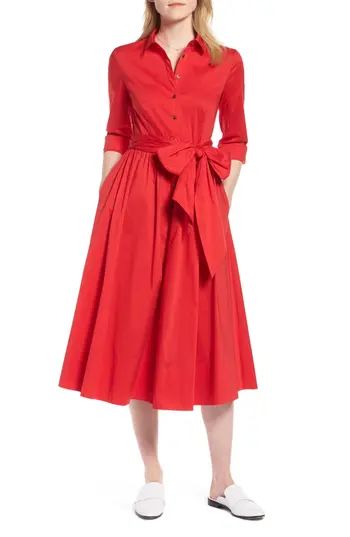 Petite Women's 1901 Midi Shirtdress, Size 00P - Red | Nordstrom