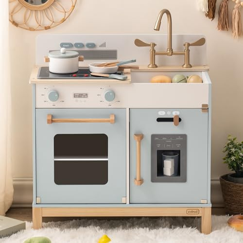 ROBUD Montessori Kids Kitchen Playset, Wooden Play Kitchen, Pretend Toddlers Kitchen Toy with Accessories, Baby Gift for Ages 3 4 5 6 7 8 | Amazon (US)
