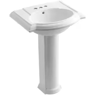 KOHLER Devonshire Vitreous China Pedestal Combo Bathroom Sink in White with Overflow Drain K-2286... | The Home Depot