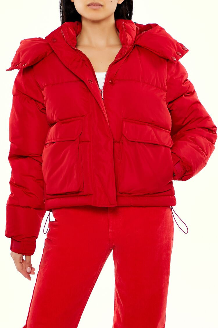 Hooded Drawstring Puffer Jacket | Forever 21