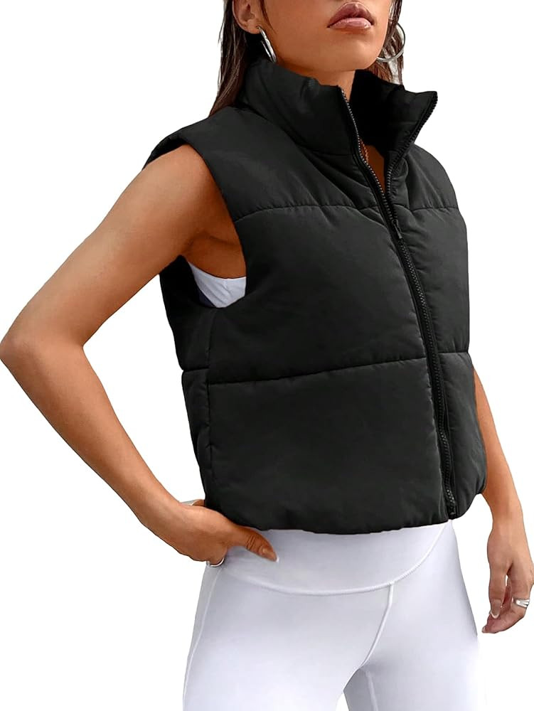 Floerns Women's Casual Funnel Neck Sleeveless Zip Up Quilted Coat Puffer Vest | Amazon (US)