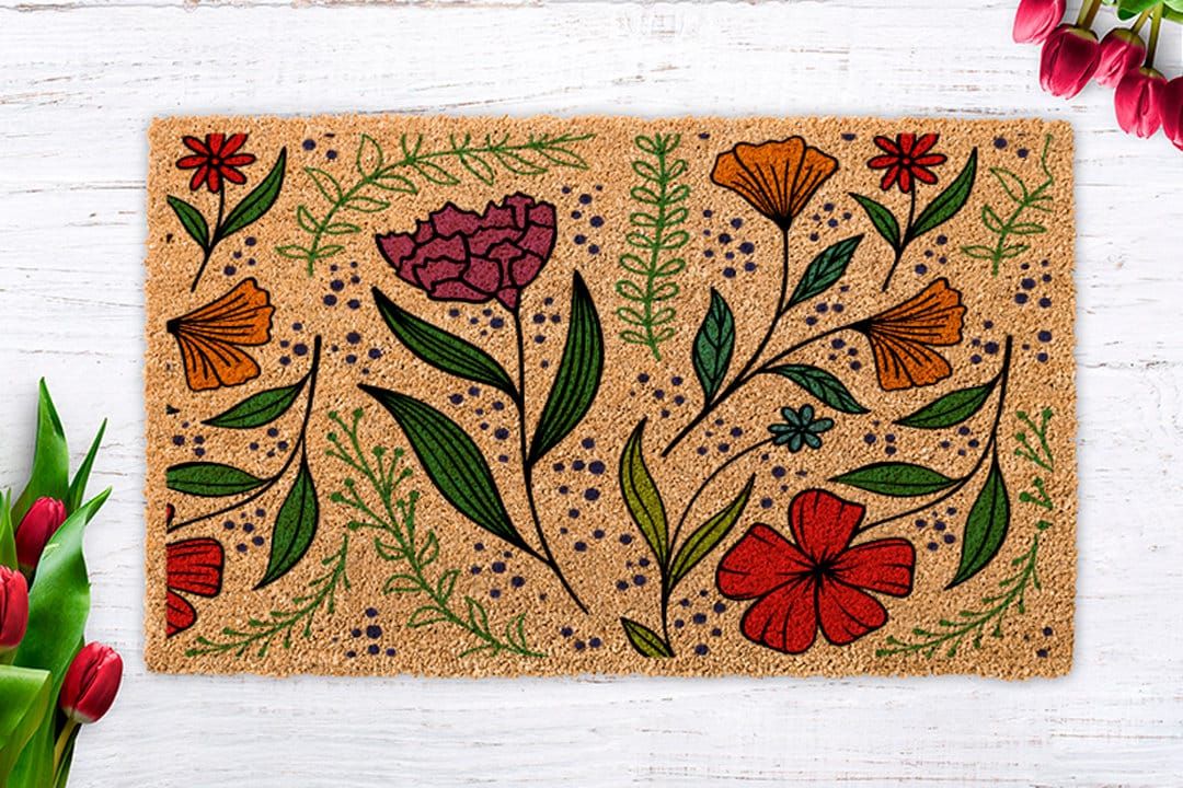 Spring Flowers Coir Doormat, Floral Front Door Decor, Floral Door Mat, Summer Decor, Housewarming... | Etsy (US)