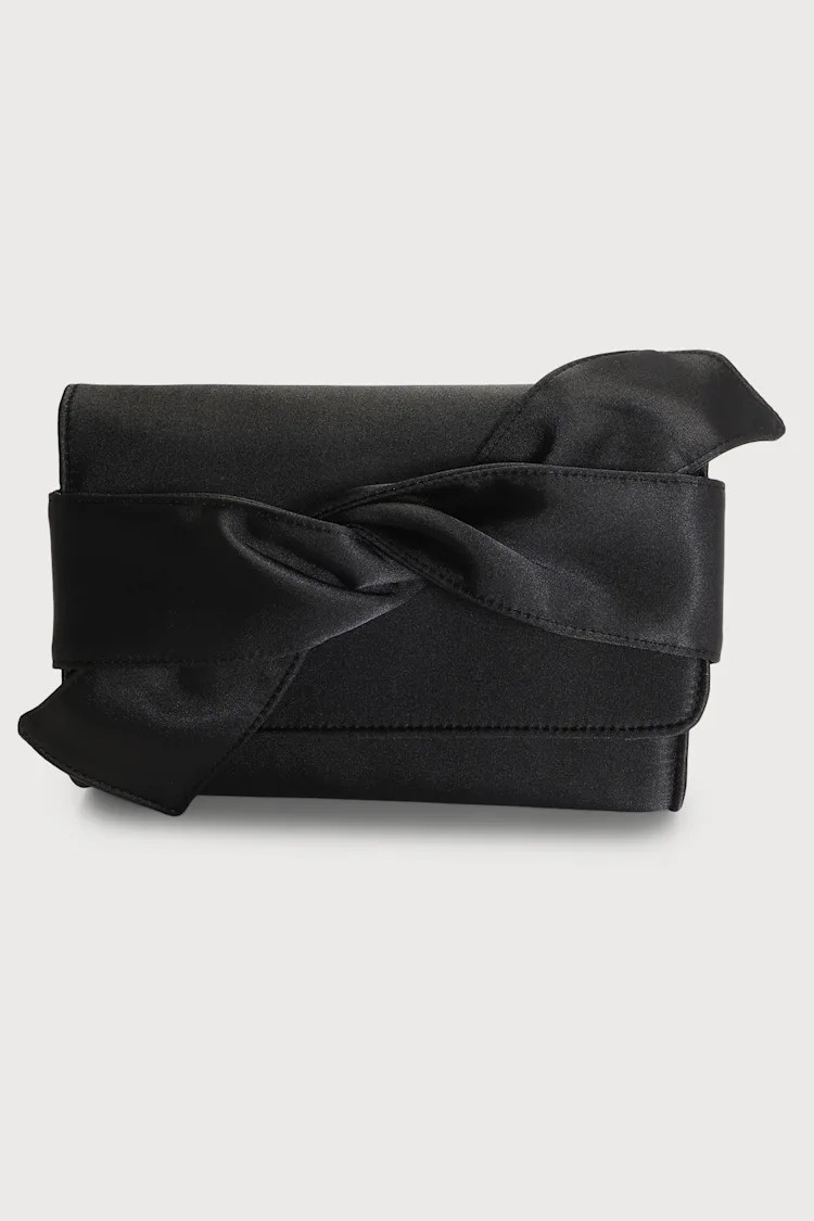 Never Been So Chic Black Satin Knotted Clutch | Lulus