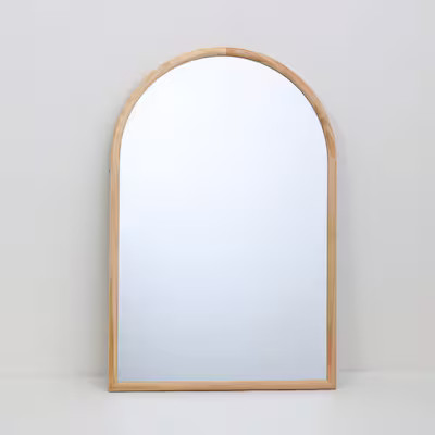 allen + roth  24-in W x 36-in H Arch Natural Framed Wall Mirror | Lowe's