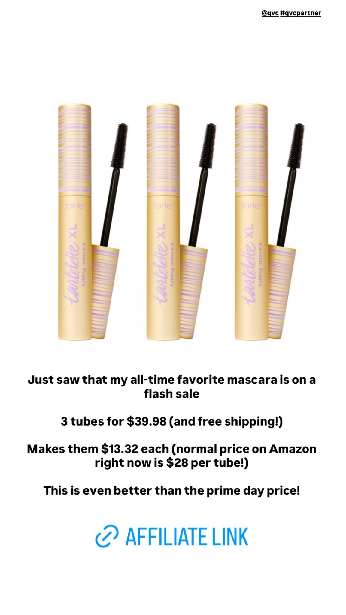 My all-time favorite mascara is on a flash sale - 3 tubes for $39.98 (and free shipping!) 

Makes them $13.32 each (normal price on Amazon right now is $28 per tube! @qvc #qvcpartner

#LTKBeauty #LTKSaleAlert