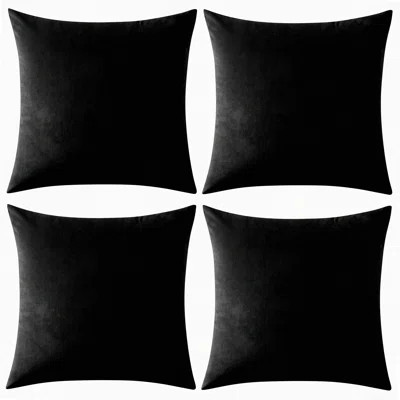 Luxury Velvet Cozy Throw Pillow Covers - Set of 4 Decorative Soft Cushion Cases for Couch Sofa Bedroom Living Room | Wayfair North America