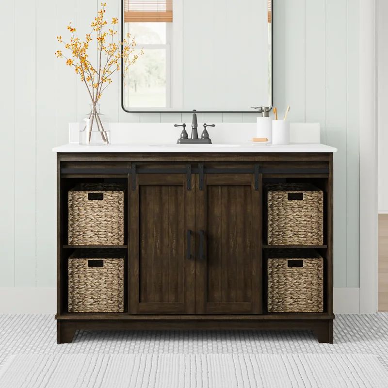 Braylen Sliding Barn Door 49" Single Bathroom Vanity Set | Wayfair North America