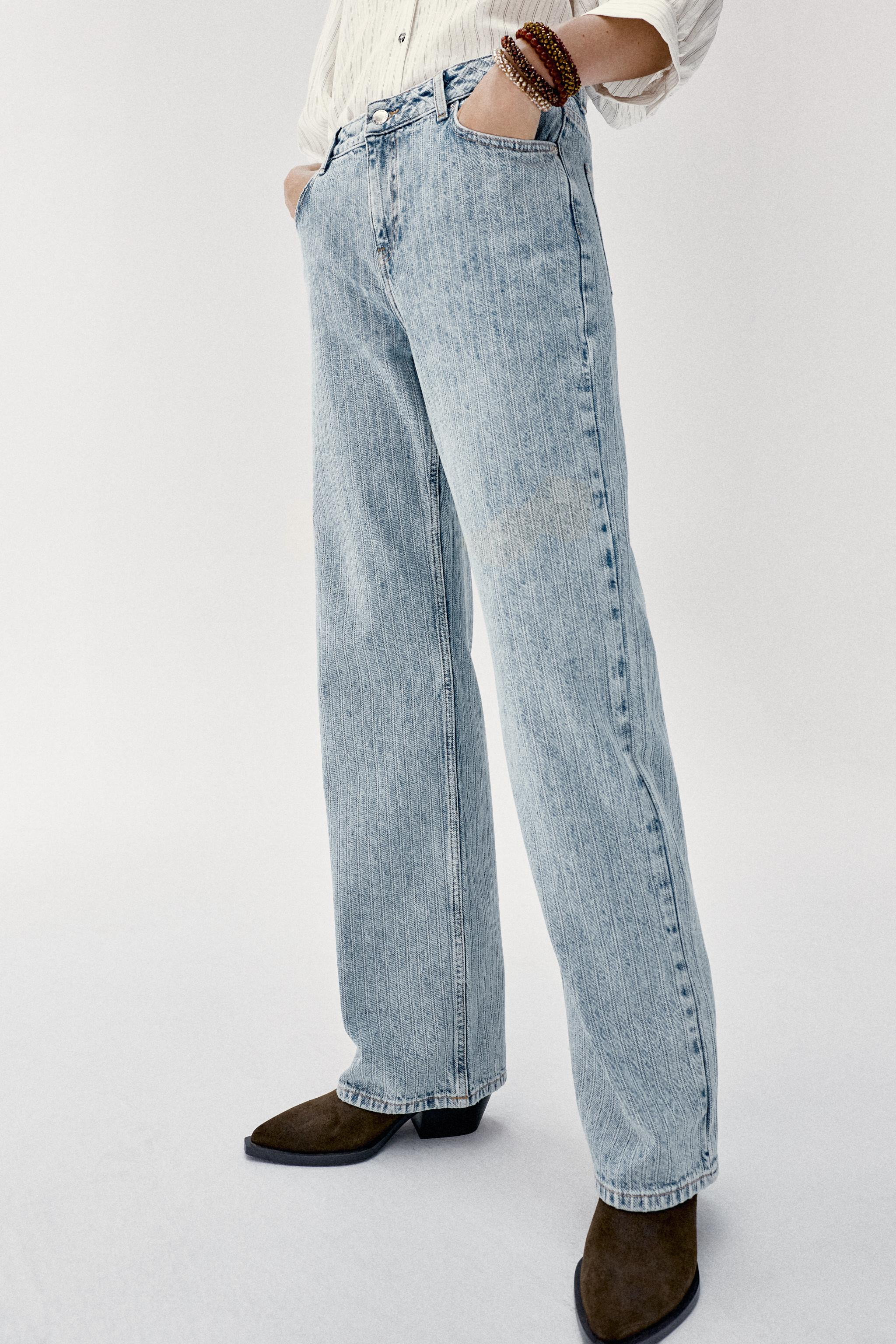 Z1975 MID-RISE STRAIGHT JACQUARD JEANS | Zara US