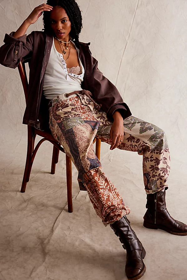 We The Free Moxie Printed Low-Slung Barrel Jeans | Free People (Global - UK&FR Excluded)