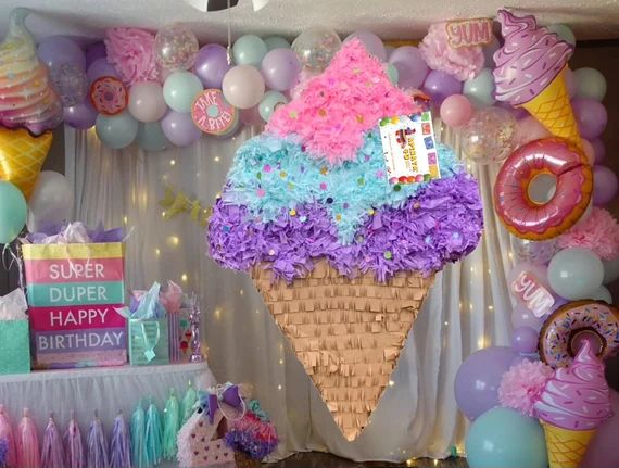 Large Ice Cream Piñata Pastel Colors Ice Cream Birthday | Etsy | Etsy (US)