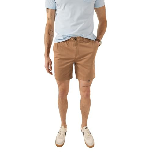 Chubbies Chino Shorts Men 7 Inch - Mens Shorts Casual with Elastic Waistband, Side and Back Pockets, Stretch Cotton Blend (Dark Khaki, X-Small) | Amazon (US)