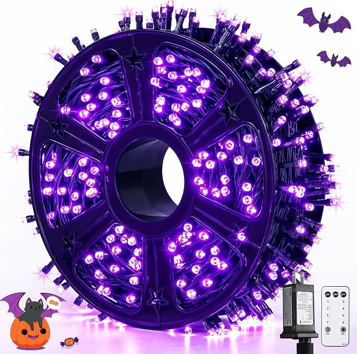 JMEXSUSS 500 LED Purple Halloween Lights, 173ft String Lights Plug in | Amazon (US)