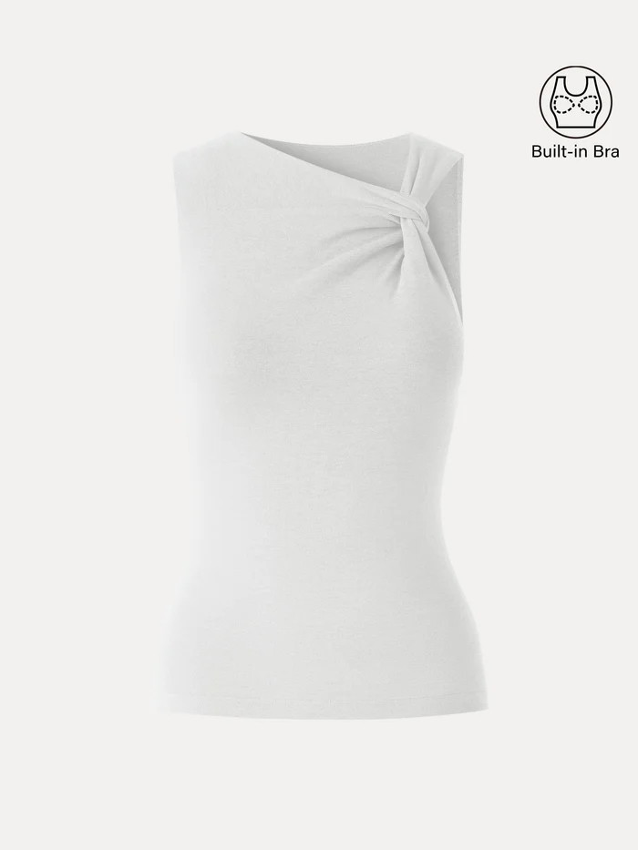 Sweat-Wicking Asymmetrical Neck Knotted Bra Tank | OGLmove