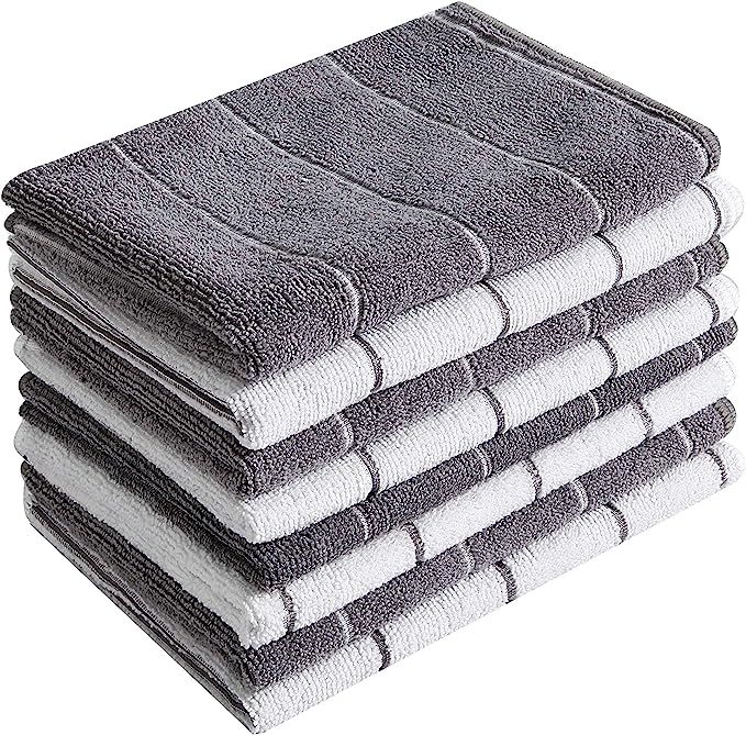 Microfiber Kitchen Towels - Super Absorbent, Soft and Solid Color Dish Towels, 8 Pack (Stripe Des... | Amazon (US)