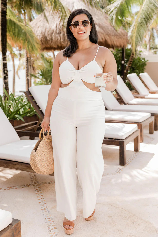 Insisting Love Ivory Cutout Jumpsuit | The Pink Lily Boutique