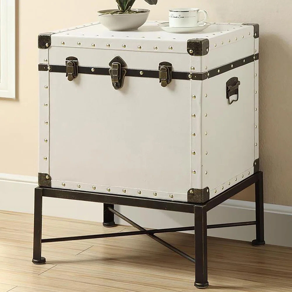17 Stories Klowi Accent Trunk with Nailhead Trim in White | Wayfair | Wayfair North America