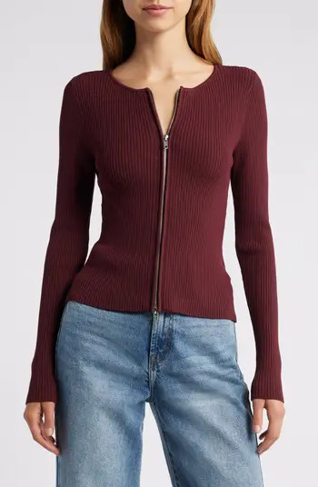 Good American Virgo Rib Zip Cardigan | Nordstromrack | Nordstrom Rack