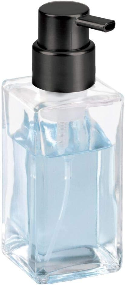 mDesign Modern Square Glass Refillable Foaming Hand Soap Dispenser Pump Bottle for Bathroom Vanit... | Amazon (US)