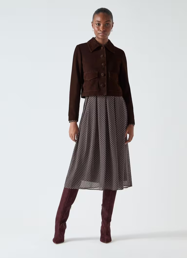 Joely Brown Leather Cropped Jacket | L.K. Bennett (UK)