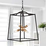 6-Light Modern Chandelier, Industrial Design Black and Gold Clyde Square Chandelier, Adjustable Heig | Amazon (US)