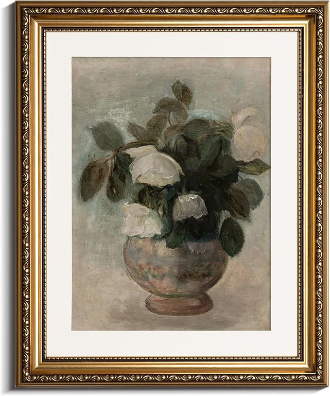 InSimSea Retro Gold Framed Wall Art, Home Room Rose Flower Vintage Wall Decor, Canvas Print Artwo... | Amazon (US)