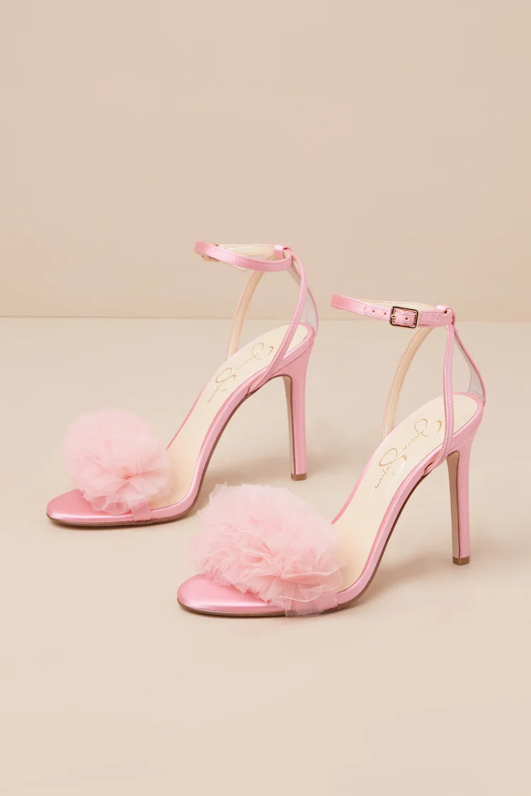 Jilria Light Pink Satin Ankle Strap High Heel Sandals | Lulus