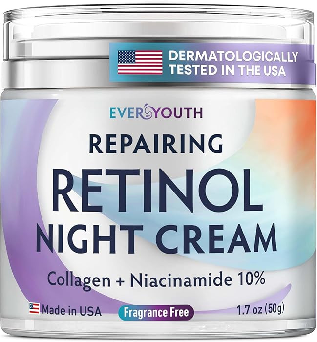 Night Cream Face Moisturizer for Women with Retinol, Collagen, Niacinamide, Anti Aging Overnight ... | Amazon (US)