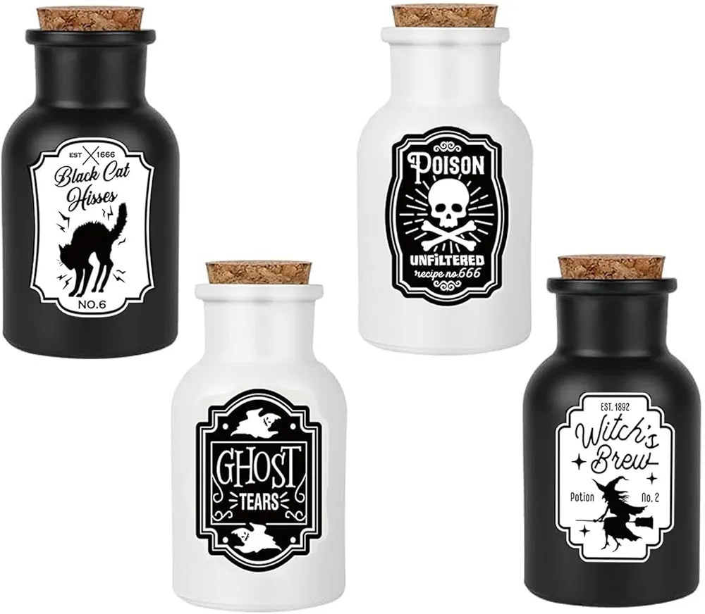 Halloween Decorations for Home - Set of 4 Apothecary Potion Bottles with stickers - Scary Witch P... | Amazon (US)