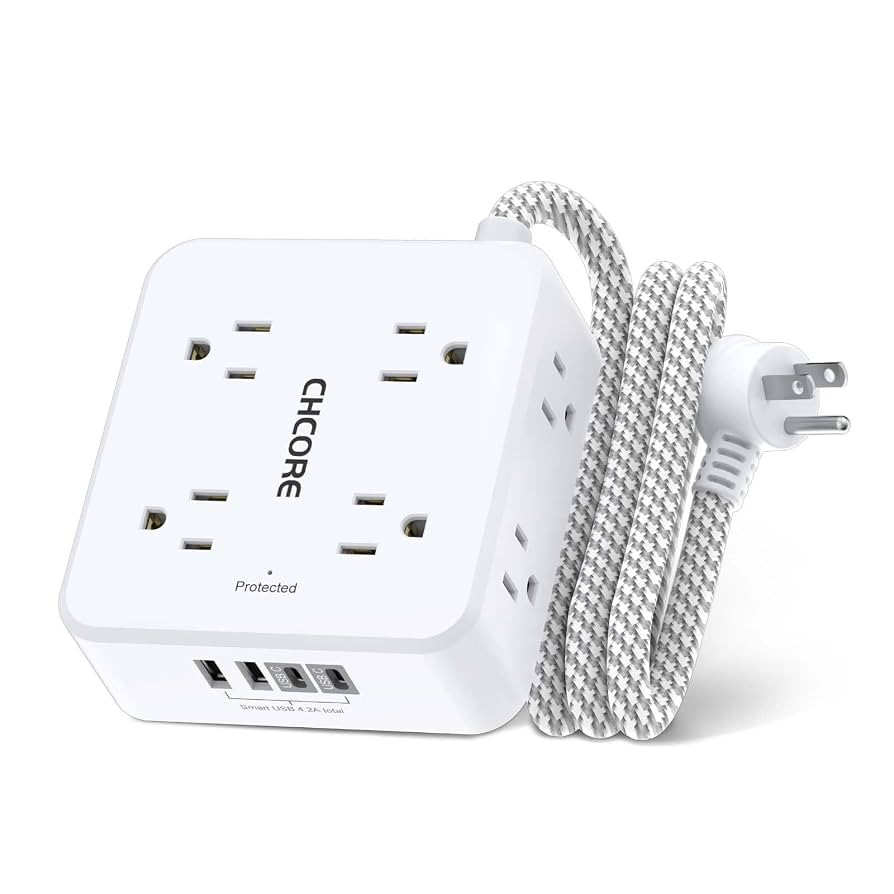 Surge Protector Power Strip - CHCORE 5Ft Braided Extension Cord with 8 Outlets with 4 USB (2 USB ... | Amazon (US)