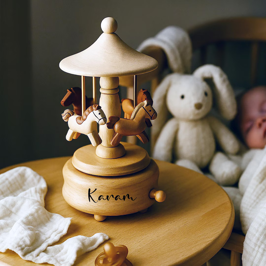 Personalized Wooden Carousel Music Box – Newborn Baby Keepsake - Etsy | Etsy (US)