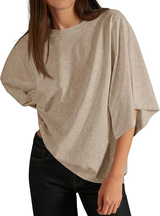 Cicy Bell Womens Oversized Half Sleeve T-Shirts Summer Casual Crew Neck Tshirt Loose Fit Side Sli... | Amazon (US)