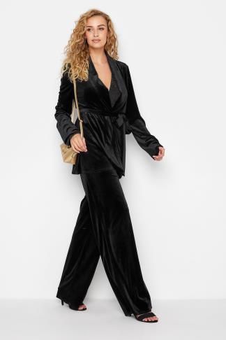 LTS Black Velour Tie Waist Blazer | Long Tall Sally